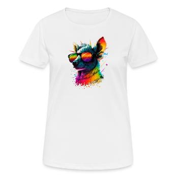 Colorful Cute Llama with Sunglasses Animal Design - Frauen T-Shirt atmungsaktiv - Weiß - Vorne - AI Model Female 172 dark (172cm)