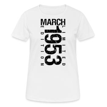 Anniversaire Mars 1953 Mars né en Mars - T-shirt respirant Femme - blanc - Devant - AI Model Female 172 dark (172cm)