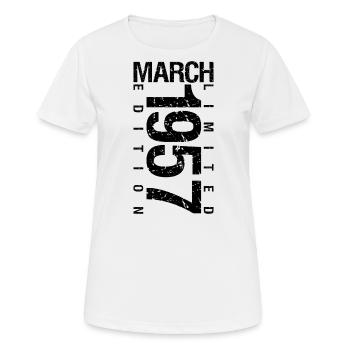 Anniversaire Mars 1957 Mars né en Mars - T-shirt respirant Femme - blanc - Devant - AI Model Female 172 dark (172cm)