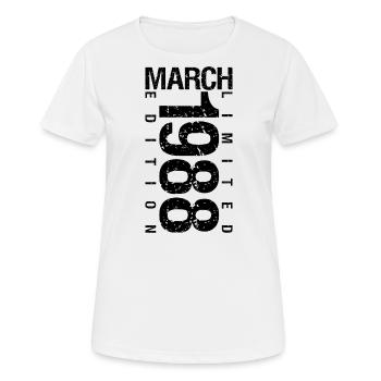 Anniversaire Mars 1988 Mars né en Mars - T-shirt respirant Femme - blanc - Devant - AI Model Female 172 dark (172cm)