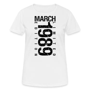 Anniversaire Mars 1989 Mars né en Mars - T-shirt respirant Femme - blanc - Devant - AI Model Female 172 dark (172cm)