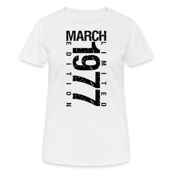 Anniversaire Mars 1977 Mars né en Mars - T-shirt respirant Femme - blanc - Devant - AI Model Female 172 dark (172cm)