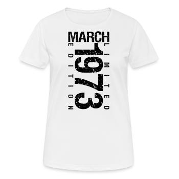 Anniversaire Mars 1973 Mars né en Mars - T-shirt respirant Femme - blanc - Devant - AI Model Female 172 dark (172cm)