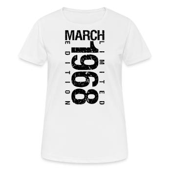 Anniversaire Mars 1968 Mars né en Mars - T-shirt respirant Femme - blanc - Devant - AI Model Female 172 dark (172cm)