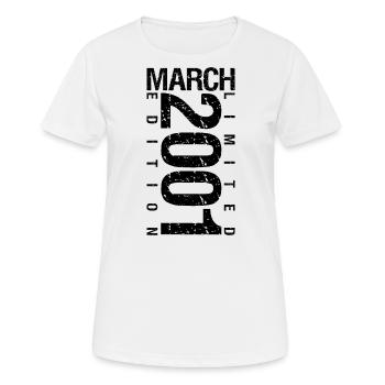 Anniversaire Mars 2001 Mars né en Mars - T-shirt respirant Femme - blanc - Devant - AI Model Female 172 dark (172cm)