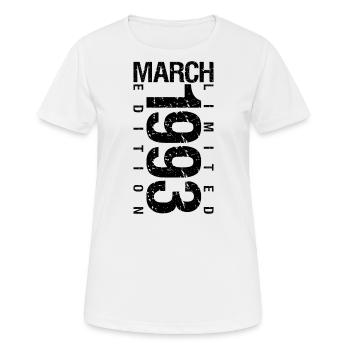 Anniversaire Mars 1993 Mars né en Mars - T-shirt respirant Femme - blanc - Devant - AI Model Female 172 dark (172cm)