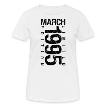 Anniversaire Mars 1995 Mars né en Mars - T-shirt respirant Femme - blanc - Devant - AI Model Female 172 dark (172cm)