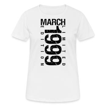 Anniversaire Mars 1999 Mars né en Mars - T-shirt respirant Femme - blanc - Devant - AI Model Female 172 dark (172cm)