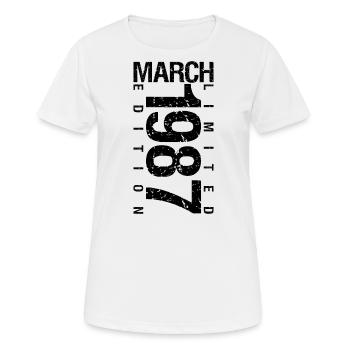 Anniversaire Mars 1987 Mars né en Mars - T-shirt respirant Femme - blanc - Devant - AI Model Female 172 dark (172cm)