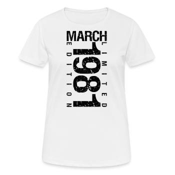 Anniversaire Mars 1981 Mars né en Mars - T-shirt respirant Femme - blanc - Devant - AI Model Female 172 dark (172cm)