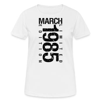 Anniversaire Mars 1985 Mars né en Mars - T-shirt respirant Femme - blanc - Devant - AI Model Female 172 dark (172cm)