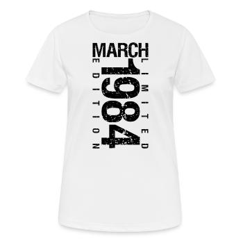 Anniversaire Mars 1984 Mars né en Mars - T-shirt respirant Femme - blanc - Devant - AI Model Female 172 dark (172cm)