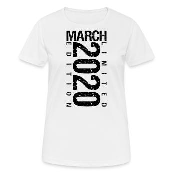 Anniversaire Mars 2020 Mars né en Mars - T-shirt respirant Femme - blanc - Devant - AI Model Female 172 dark (172cm)