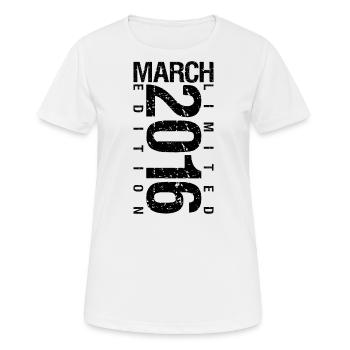 Anniversaire Mars 2016 Mars né en Mars - T-shirt respirant Femme - blanc - Devant - AI Model Female 172 dark (172cm)
