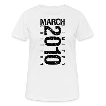 Anniversaire Mars 2010 Mars né en Mars - T-shirt respirant Femme - blanc - Devant - AI Model Female 172 dark (172cm)