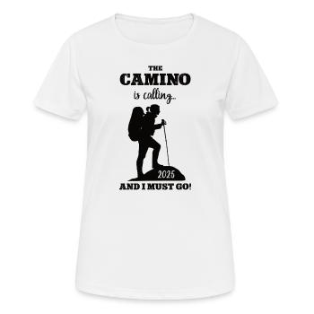 Camino 2025 Pilger Reise Pilgern Jakobsweg Wandern - Frauen T-Shirt atmungsaktiv - Weiß - Vorne - AI Model Female 172 dark (172cm)