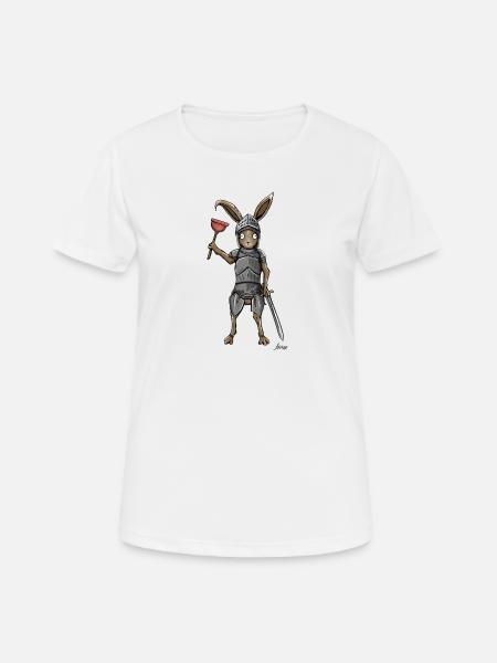 Funny medieval Rabbit in Armor - Frauen T-Shirt atmungsaktiv - Weiß