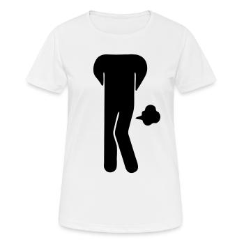 Funny Farting Restrooms / Toilet Sign (Headless) - Women's Breathable T-Shirt - white - Front - AI Model Female 172 dark (172cm)