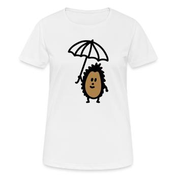 Igel - Schirm - Frauen T-Shirt atmungsaktiv - Weiß - Vorne - AI Model Female 172 dark (172cm)