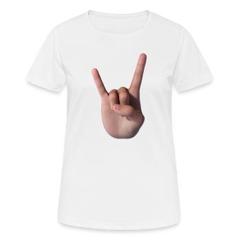 Signe des cornes (face) - T-shirt respirant Femme - blanc - Devant - AI Model Female 172 dark (172cm)