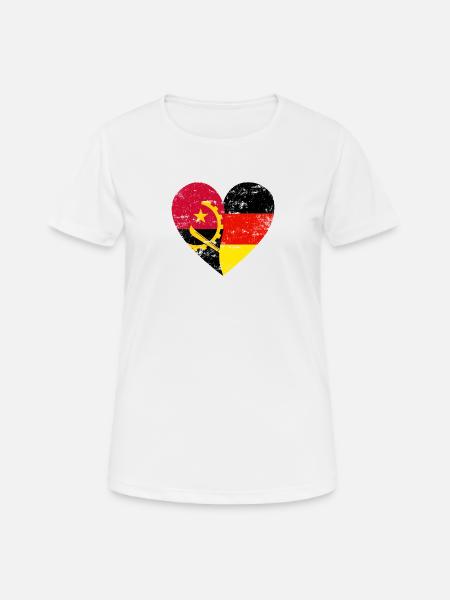 Angola Deutschland Flaggenherz - Frauen T-Shirt atmungsaktiv - Weiß