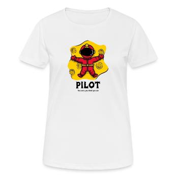 Pilot, Cartoon Spaceman - Frauen T-Shirt atmungsaktiv - Weiß - Vorne - AI Model Female 172 dark (172cm)