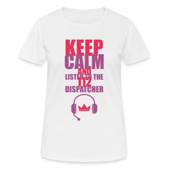 Gardez le calme et écouter la 112 RÉPARTITEUR - T-shirt respirant Femme - blanc - Devant - AI Model Female 172 dark (172cm)
