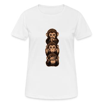 Drei Affen Bedeutung Loyalität Zivilcourage - Frauen T-Shirt atmungsaktiv - Weiß - Vorne - AI Model Female 172 dark (172cm)