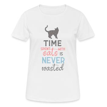 Eine Katze ist nie Zeitverschwendung - Frauen T-Shirt atmungsaktiv - Weiß - Vorne - AI Model Female 172 dark (172cm)