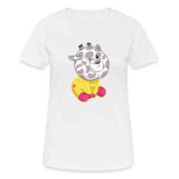 flauschiges Kuscheltier Giraffe mit Herz Punkti - Frauen T-Shirt atmungsaktiv - Weiß - Vorne - AI Model Female 172 dark (172cm)