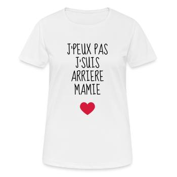 Arrière Mamie / Mamy / Grand Mère / Famille - T-shirt respirant Femme - blanc - Devant - AI Model Female 172 dark (172cm)