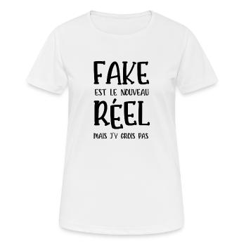 fake est le nouveau réel - T-shirt respirant Femme - blanc - Devant - AI Model Female 172 dark (172cm)