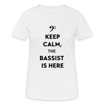 bassist shirt, Keep calm, the bassist is here - Women's Breathable T-Shirt - white - Front - AI Model Female 172 dark (172cm)