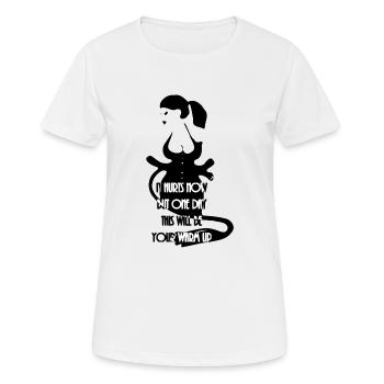 strenge Domina mit Peitsche - lustige Sprüche - Frauen T-Shirt atmungsaktiv - Weiß - Vorne - AI Model Female 172 dark (172cm)
