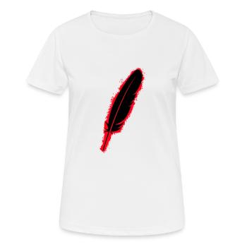Feather silhouette red and black outline - Women's Breathable T-Shirt - white - Front - AI Model Female 172 dark (172cm)