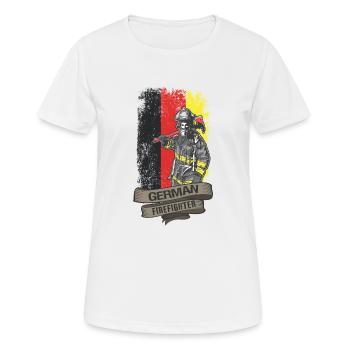 German Firefighter - Frauen T-Shirt atmungsaktiv - Weiß - Vorne - AI Model Female 172 dark (172cm)