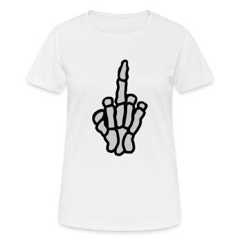 Spectacle de la main de l’os du majeur - T-shirt respirant Femme - blanc - Devant - AI Model Female 172 dark (172cm)