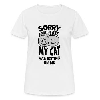 sorry cat was sitting - Women's Breathable T-Shirt - white - Front - AI Model Female 172 dark (172cm)