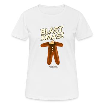 Ugly Christmas T-Shirt Design Spruch Blast Xmas - Frauen T-Shirt atmungsaktiv - Weiß - Vorne - AI Model Female 172 dark (172cm)