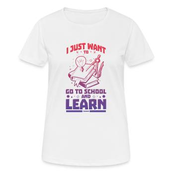 ich möchte in die Schule und lernen - Frauen T-Shirt atmungsaktiv - Weiß - Vorne - AI Model Female 172 dark (172cm)