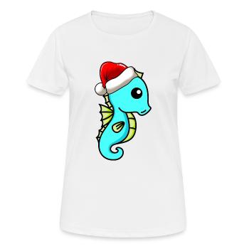 Seahorse Comic Christmas - Women's Breathable T-Shirt - white - Front - AI Model Female 172 dark (172cm)