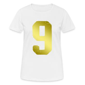 9 Zahl Trikot - Frauen T-Shirt atmungsaktiv - Weiß - Vorne - AI Model Female 172 dark (172cm)