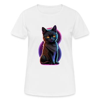 Little black cat and fluorescent light - Women's Breathable T-Shirt - white - Front - AI Model Female 172 dark (172cm)