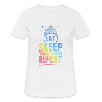 Eat Sleep Winter Repeat - Women's Breathable T-Shirt - white - Front - AI Model Female 172 dark (172cm)