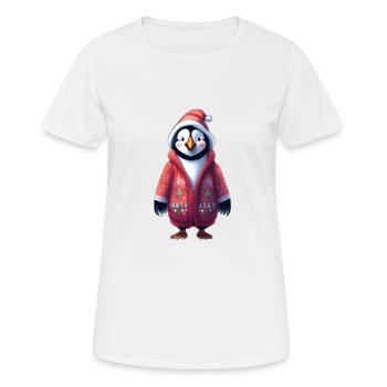 Pingouin en habit de fête - T-shirt respirant Femme - blanc - Devant - AI Model Female 172 dark (172cm)