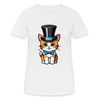 Chat avec un chapeau et nœud papillon - T-shirt respirant Femme - blanc - Devant - AI Model Female 172 dark (172cm)