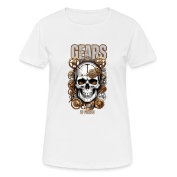 Skull Genius Zahnräder - Frauen T-Shirt atmungsaktiv - Weiß - Vorne - AI Model Female 172 dark (172cm)