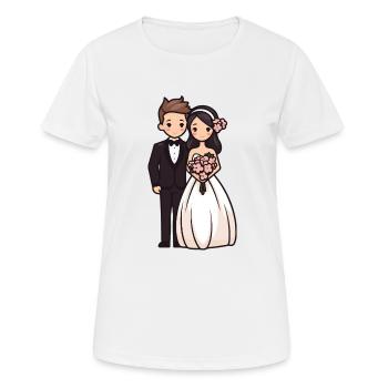 Mariée marié jeunes mariés mariage - T-shirt respirant Femme - blanc - Devant - AI Model Female 172 dark (172cm)