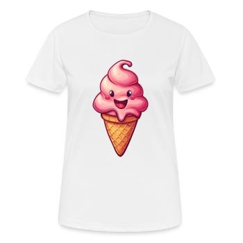 Lächelnde Eiskreation - Frauen T-Shirt atmungsaktiv - Weiß - Vorne - AI Model Female 172 dark (172cm)