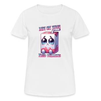 Low on Vibes – Juice Box Needs Vitamins - Women's Breathable T-Shirt - white - Front - AI Model Female 172 dark (172cm)